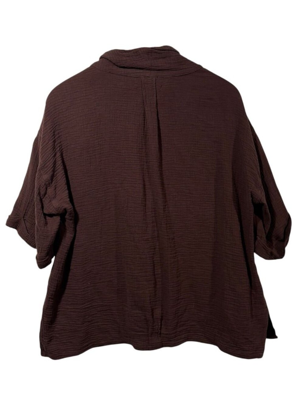 We The Free People Lou Gauzy Blazer Top Brown Short Sleeve Sz XS Oversized - Picture 5 of 6